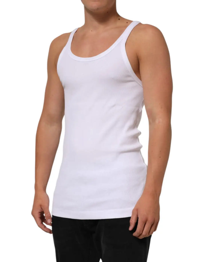 Dolce &amp; Gabbana White Sleeveless Round Neck Tank Top T-shirt