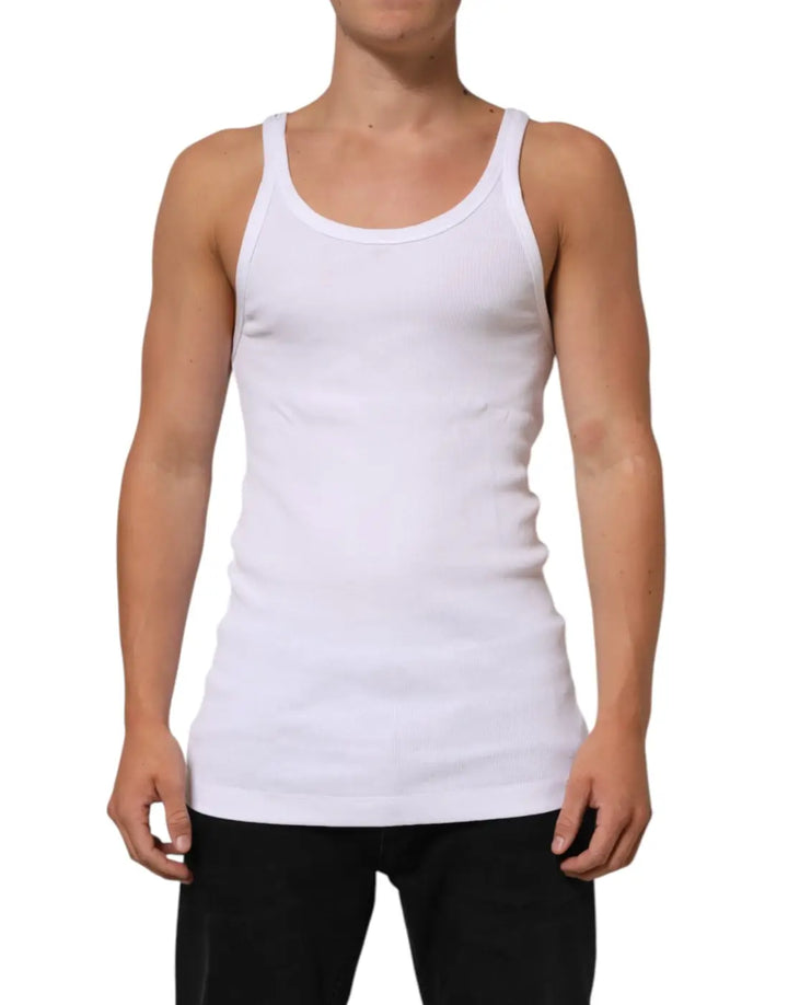Dolce &amp; Gabbana White Sleeveless Round Neck Tank Top T-shirt