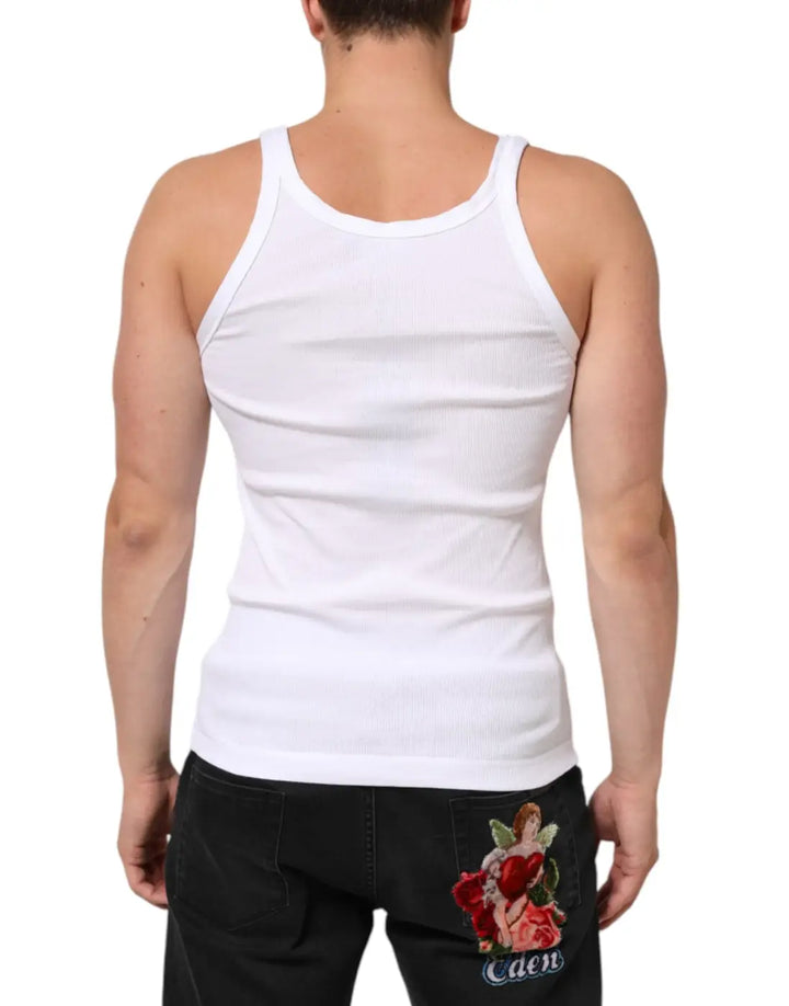 Dolce &amp; Gabbana White Sleeveless Round Neck Tank Top T-shirt