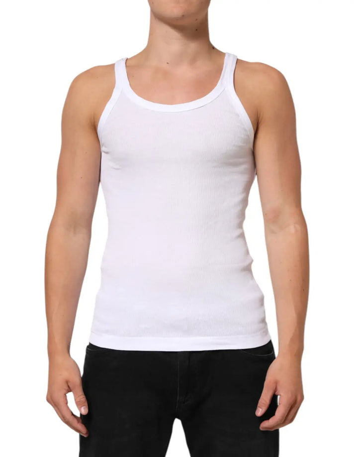 Dolce &amp; Gabbana White Sleeveless Round Neck Tank Top T-shirt