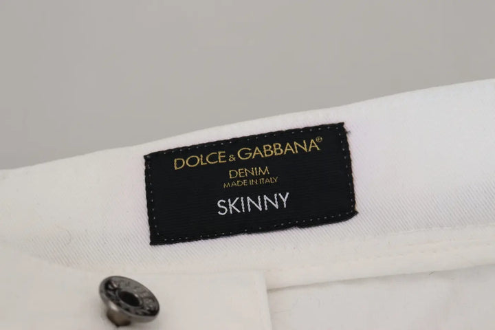 Dolce &amp; Gabbana White Slim Skinny Stretch Cotton Denim Jeans