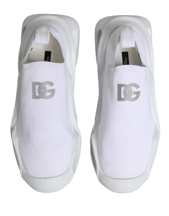Dolce &amp; Gabbana White Slip On Wave Low Top Sneakers Shoes