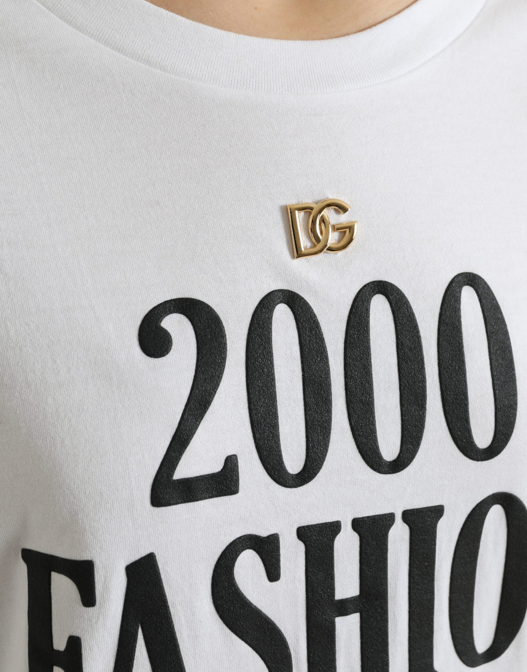 Dolce &amp; Gabbana - White Slogan Print Lacing Detailed T-shirt