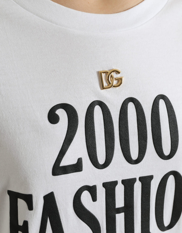 Dolce &amp; Gabbana - White Slogan Print Lacing Detailed T-shirt