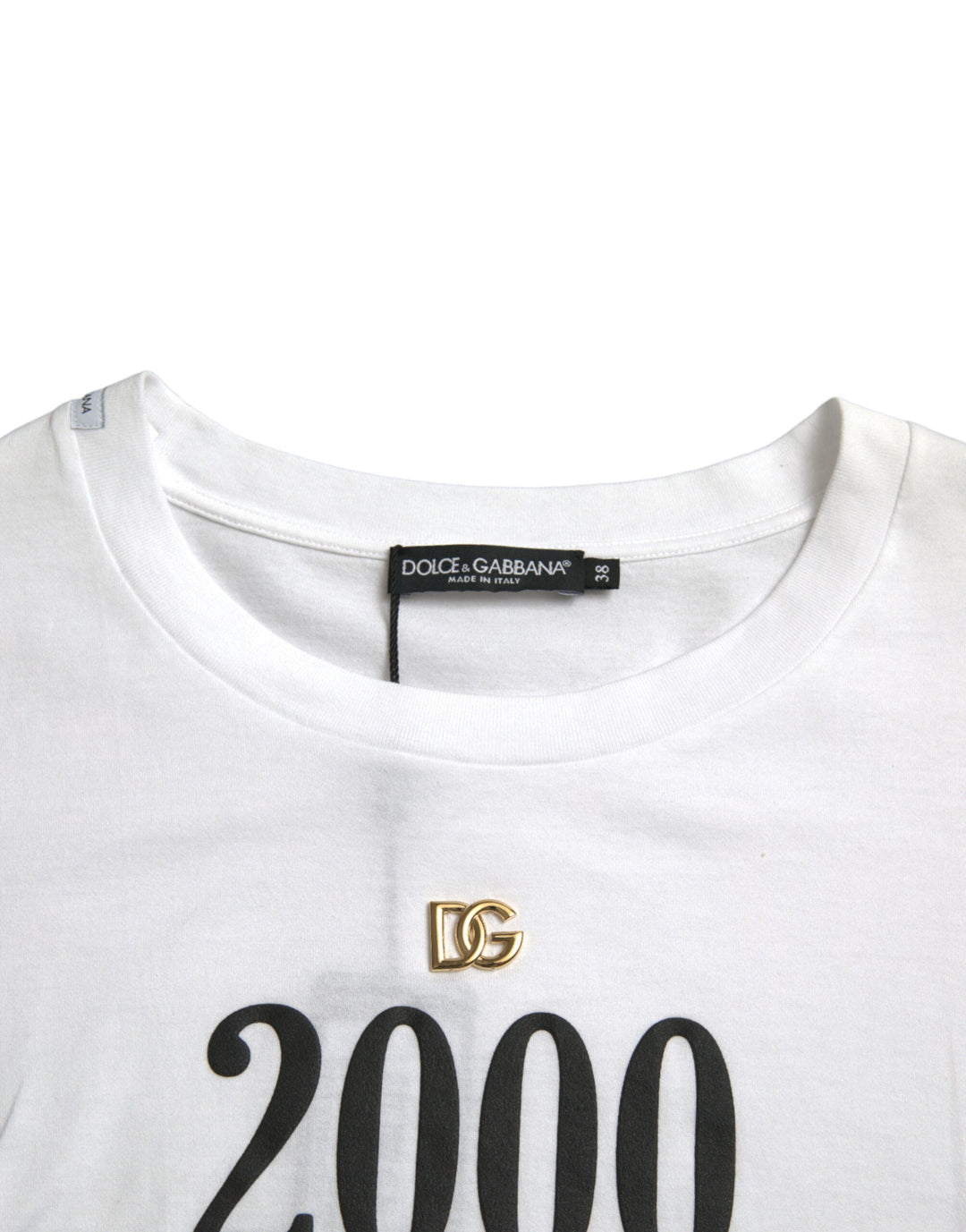 Dolce &amp; Gabbana - White Slogan Print Lacing Detailed T-shirt