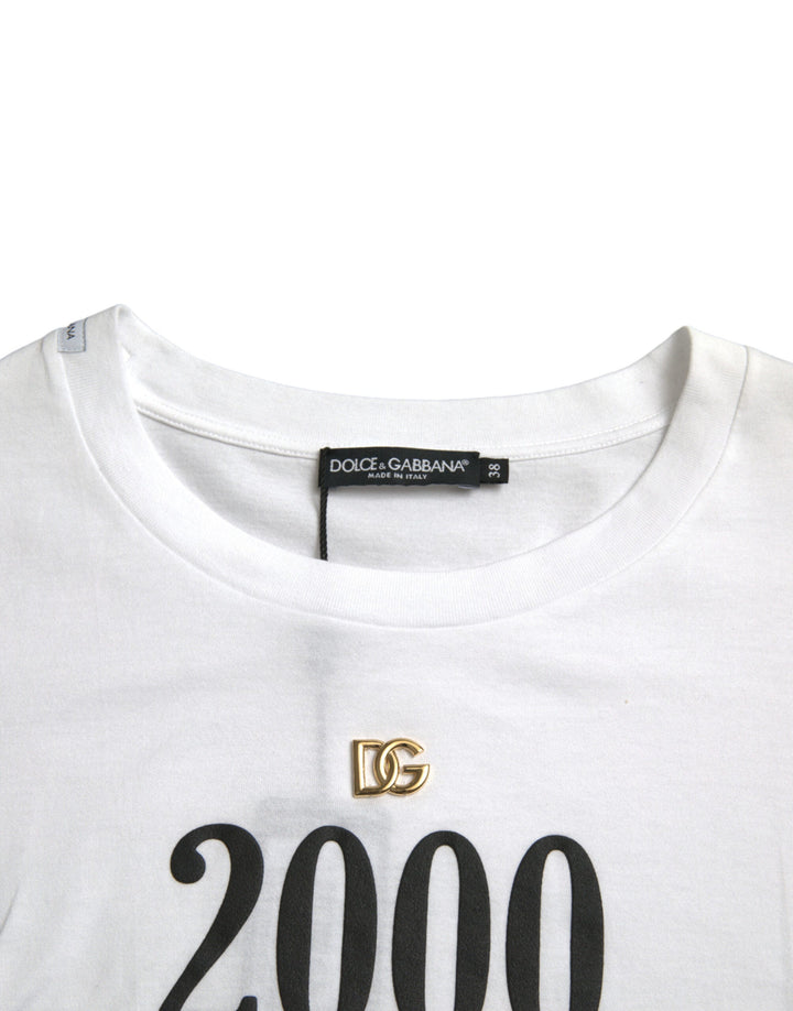 Dolce &amp; Gabbana - White Slogan Print Lacing Detailed T-shirt