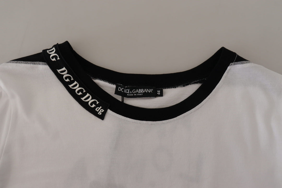 Dolce &amp; Gabbana - White Slogan Print Round Neck Cotton T-shirt