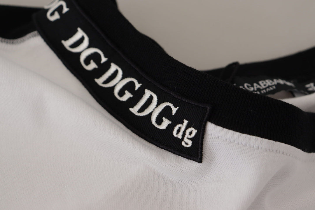Dolce &amp; Gabbana - White Slogan Print Round Neck Cotton T-shirt