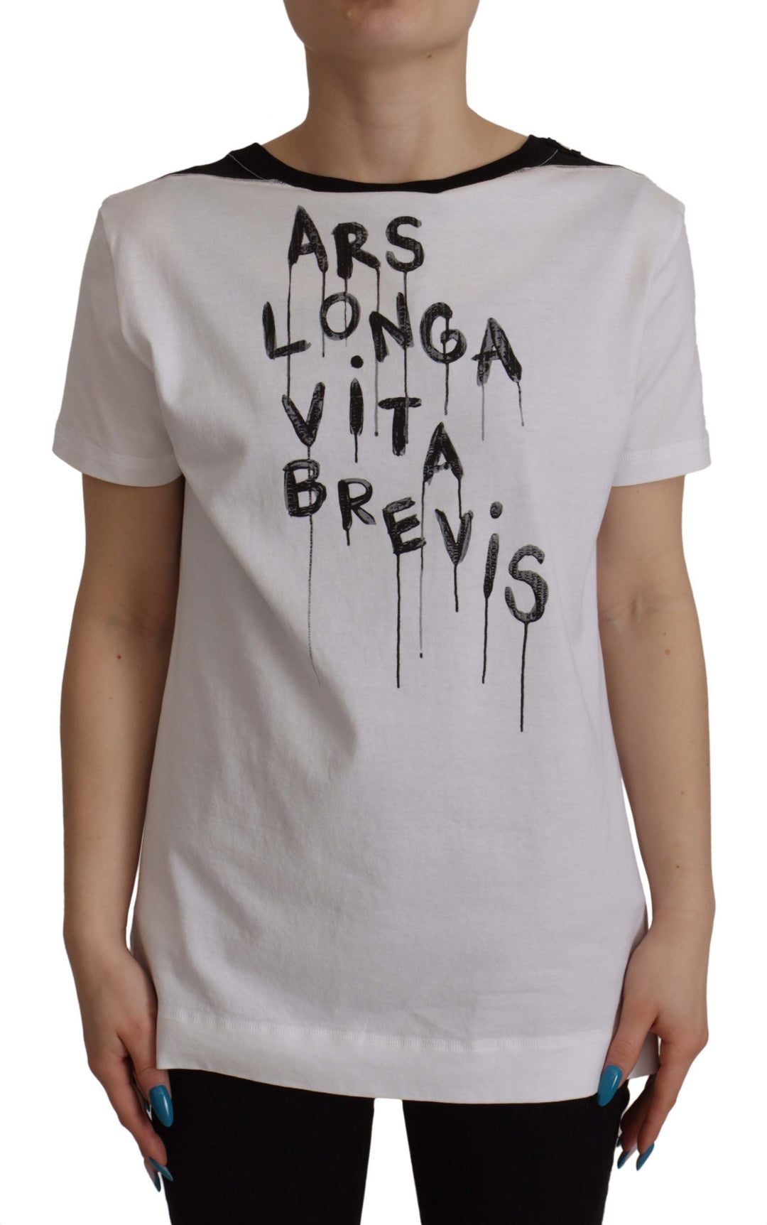 Dolce &amp; Gabbana - White Slogan Print Round Neck Cotton T-shirt