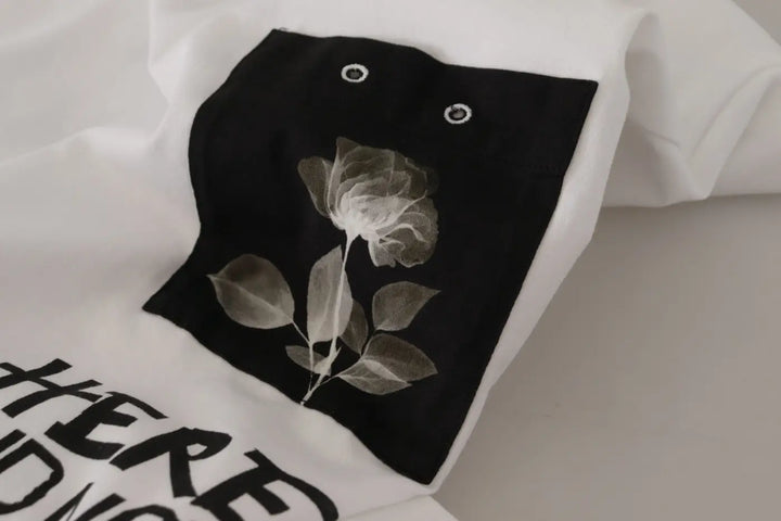 Dolce &amp; Gabbana White Slogan Print Round Neck Cotton T-shirt