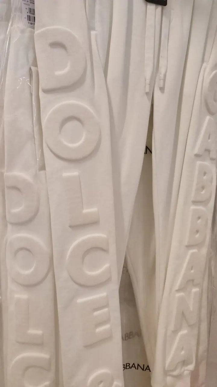 Dolce &amp; Gabbana White Sport Logo Cotton Sweatpants Trousers Pants
