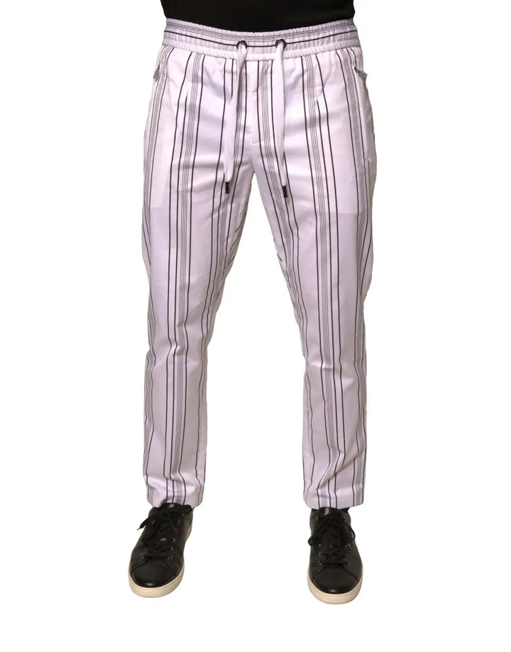 Dolce &amp; Gabbana White Stripe Cotton Dress Skinny Pants