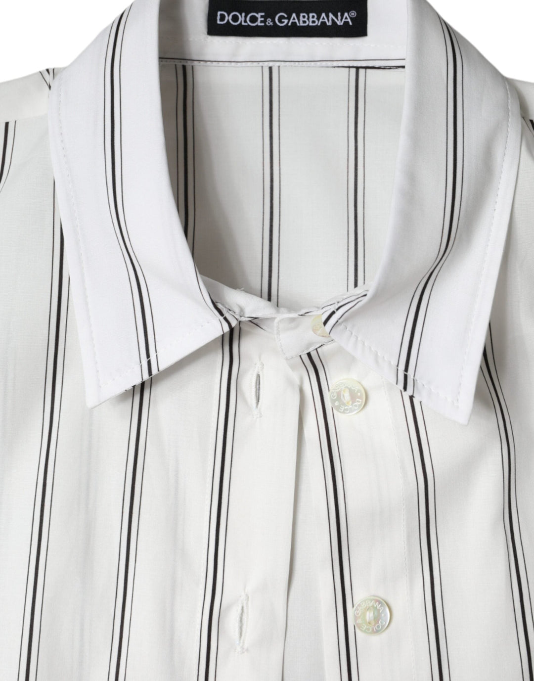 Dolce &amp; Gabbana - White Striped Collared Short Sleeve Polo Top