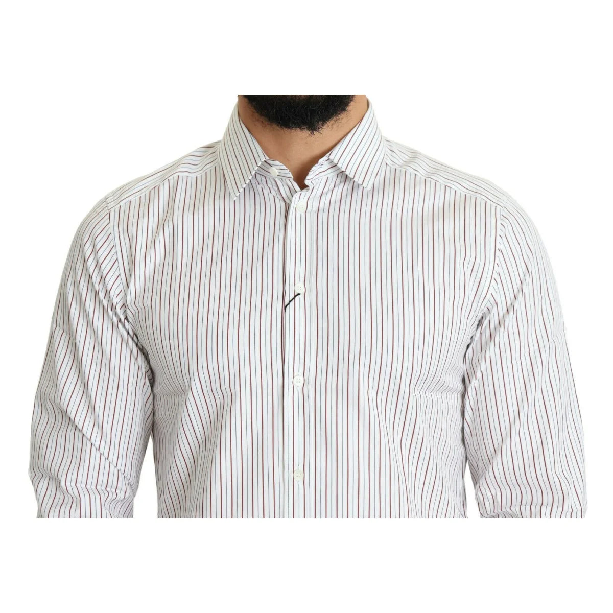 Dolce & Gabbana White Striped Formal Cotton Dress Shirt