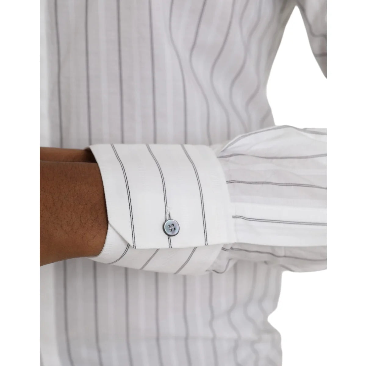 Dolce and Gabbana White Striped Formal Shirt Classic Collared Neck &