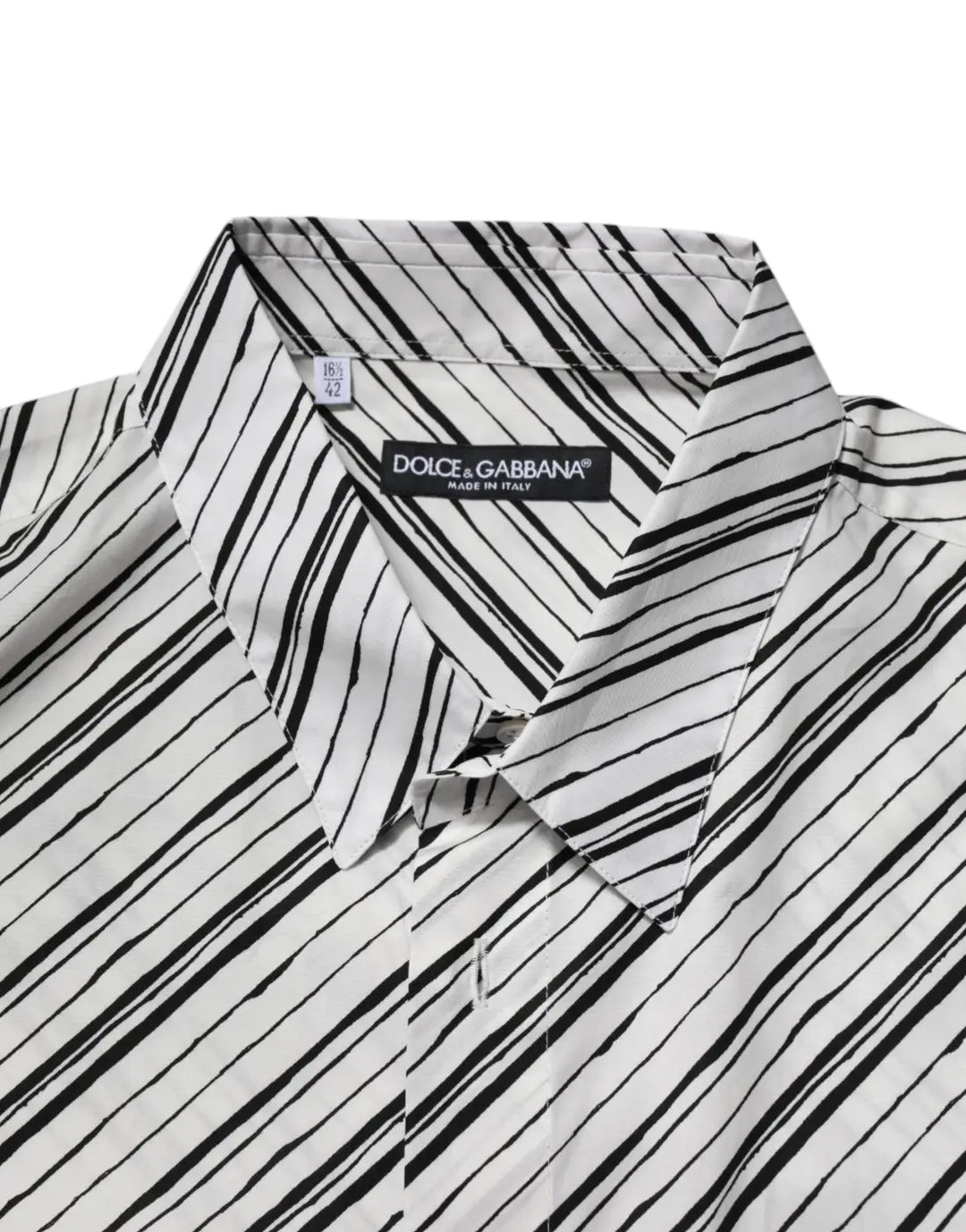 Dolce &amp; Gabbana White Striped Long Sleeves Men Formal Shirt