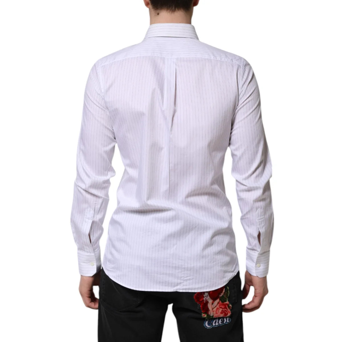 Dolce & Gabbana White Stripes Cotton Dress Shirt Classic Style