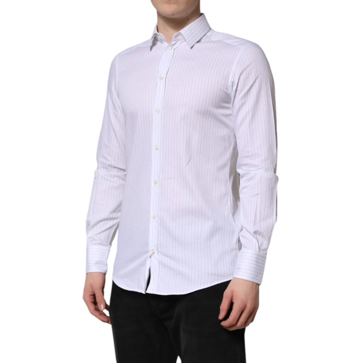 Dolce & Gabbana White Stripes Cotton Dress Shirt Classic Style