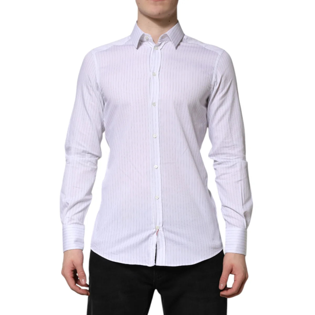 Dolce & Gabbana White Stripes Cotton Dress Shirt Classic Style