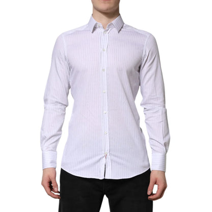 Dolce & Gabbana White Stripes Cotton Dress Shirt Classic Style