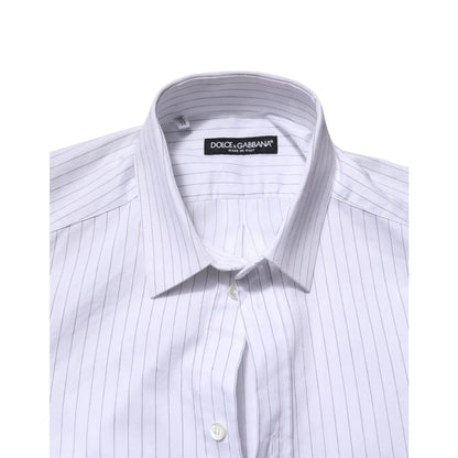 Dolce & Gabbana White Stripes Cotton Dress Shirt Classic Style