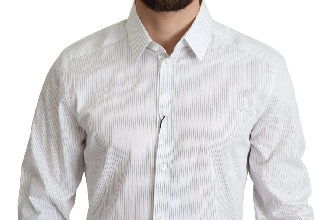 Dolce &amp; Gabbana White Stripes Cotton Formal Dress Shirt