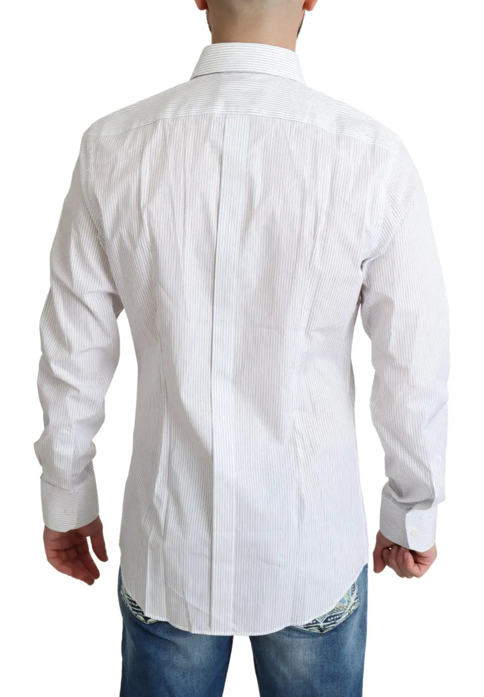 Dolce &amp; Gabbana White Stripes Cotton Formal Dress Shirt