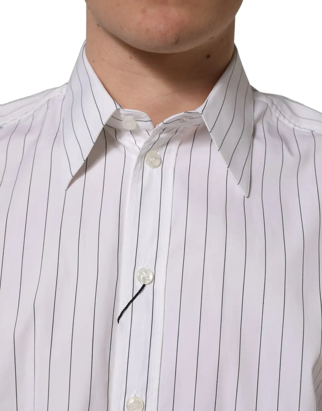 Dolce &amp; Gabbana White Stripes Cotton Men Formal Dress Shirt