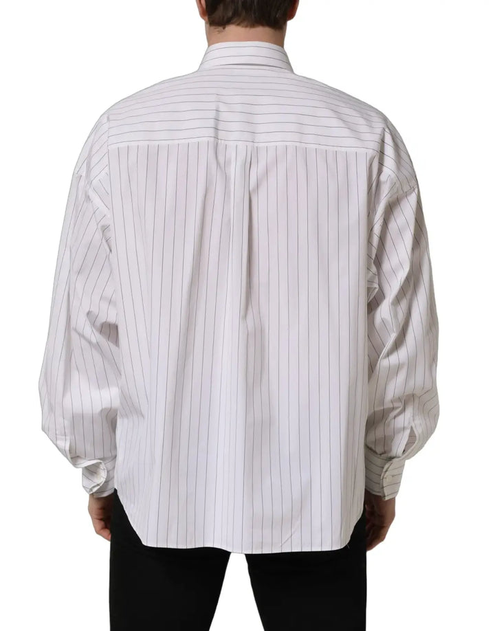 Dolce &amp; Gabbana White Stripes Cotton Men Formal Dress Shirt