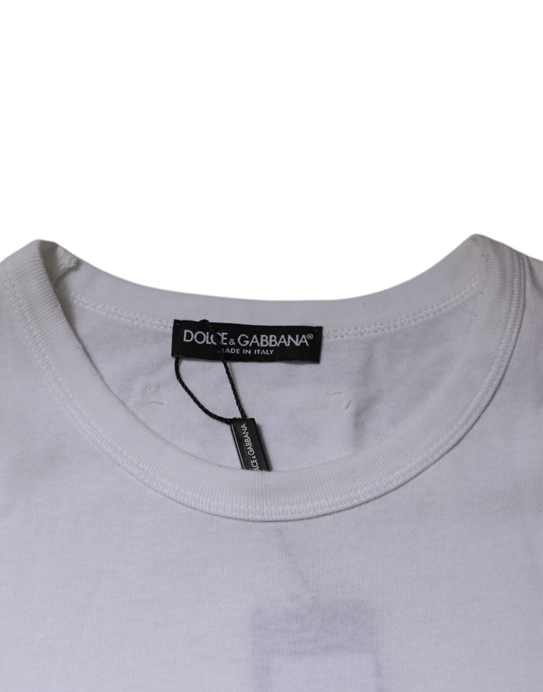 Dolce &amp; Gabbana White Stripes Crew Neck Short Sleeves T-shirt
