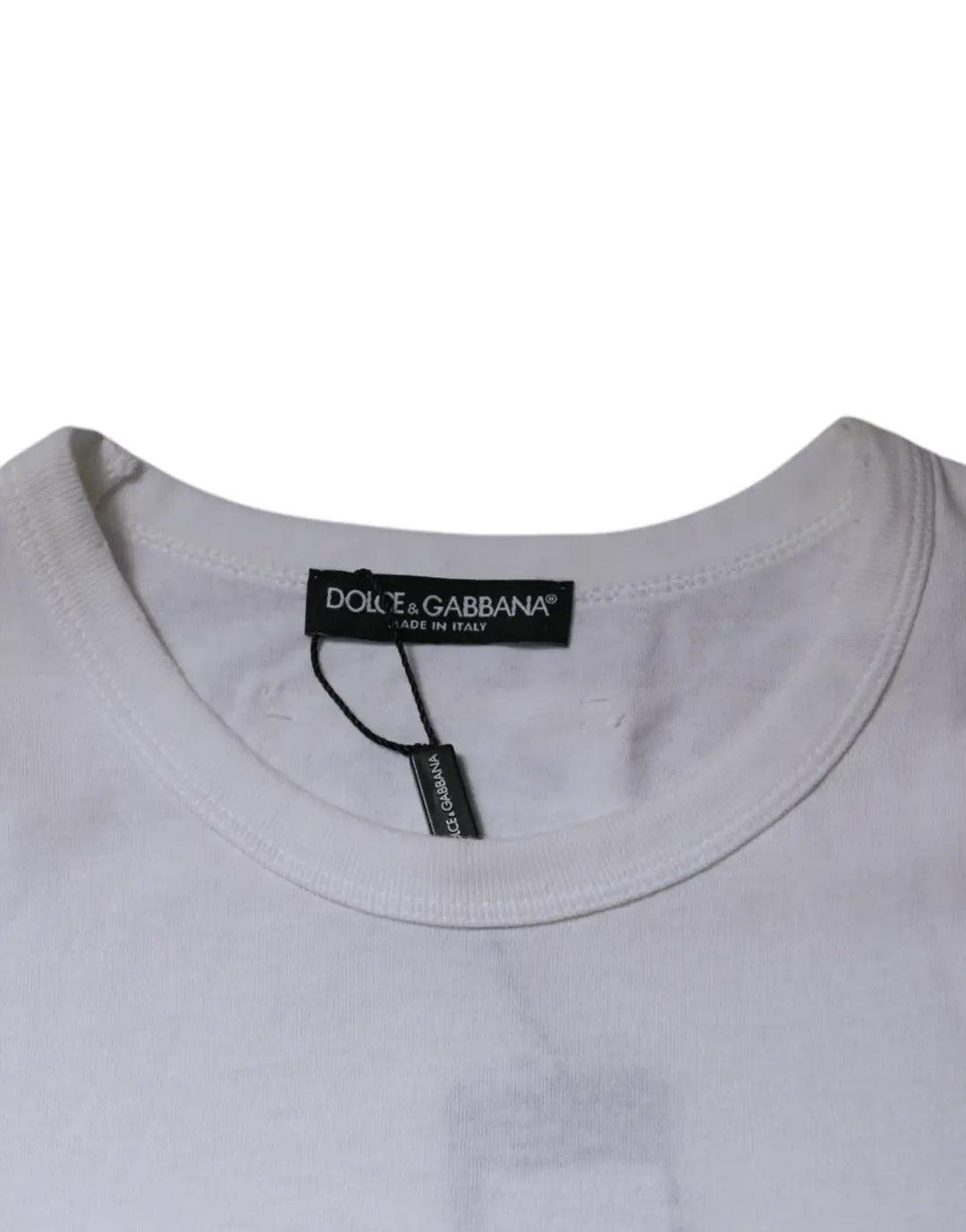 Dolce &amp; Gabbana White Stripes Crew Neck Short Sleeves T-shirt