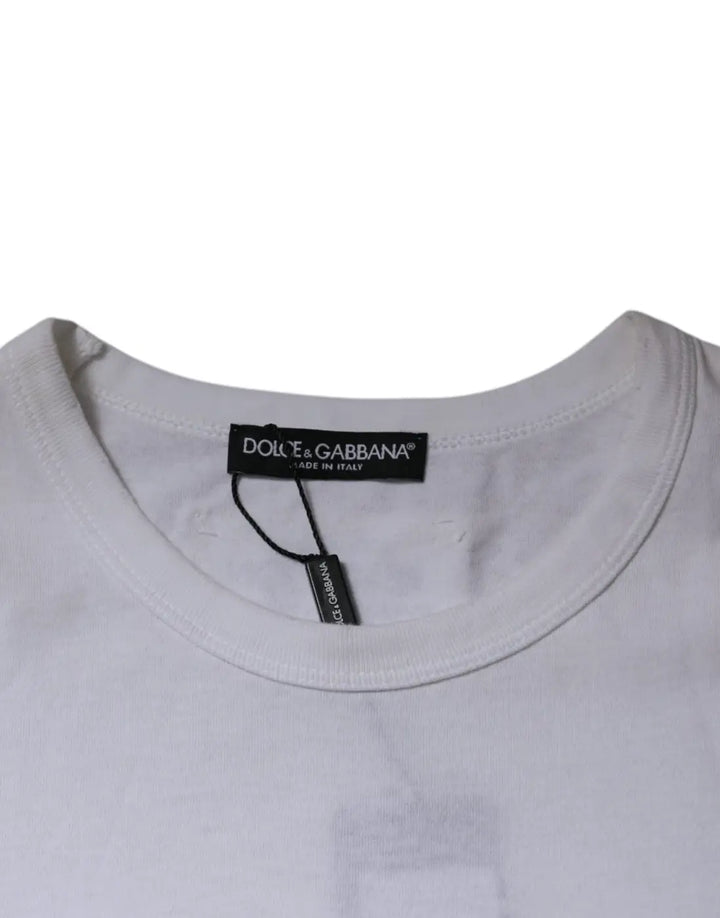 Dolce &amp; Gabbana White Stripes Crew Neck Short Sleeves T-shirt