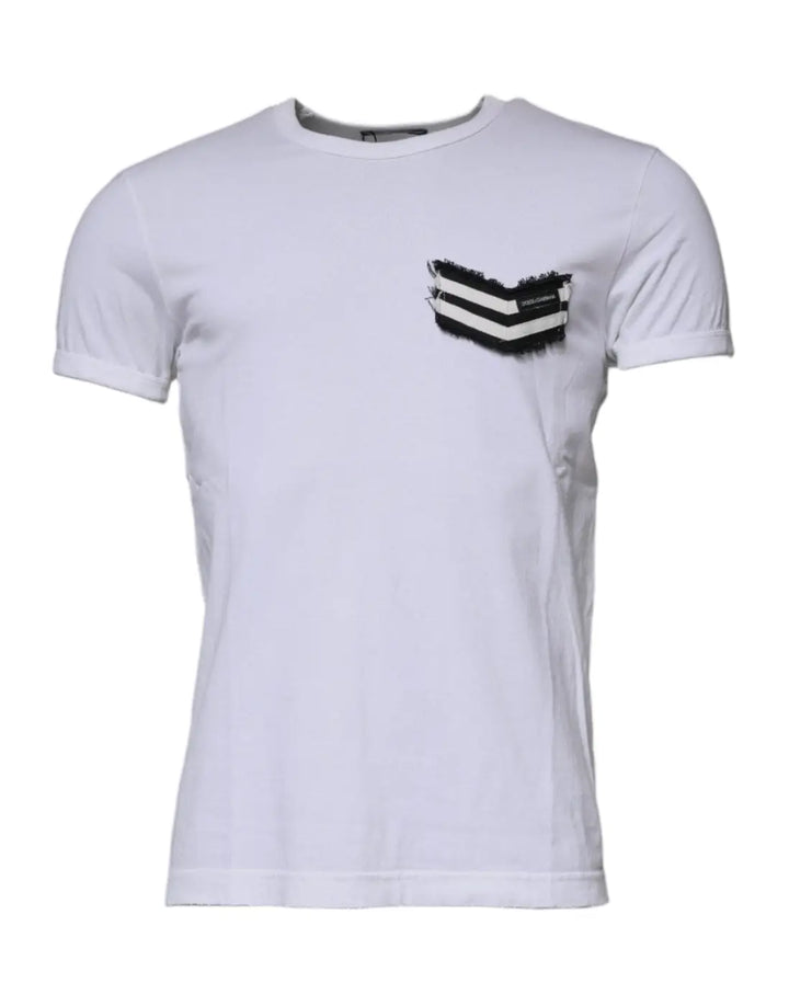 Dolce &amp; Gabbana White Stripes Crew Neck Short Sleeves T-shirt