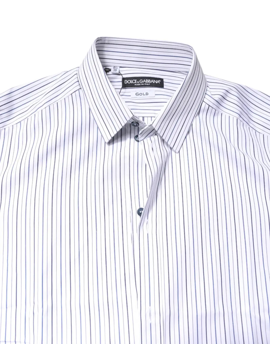 Dolce &amp; Gabbana White Stripes GOLD Cotton Formal Shirt