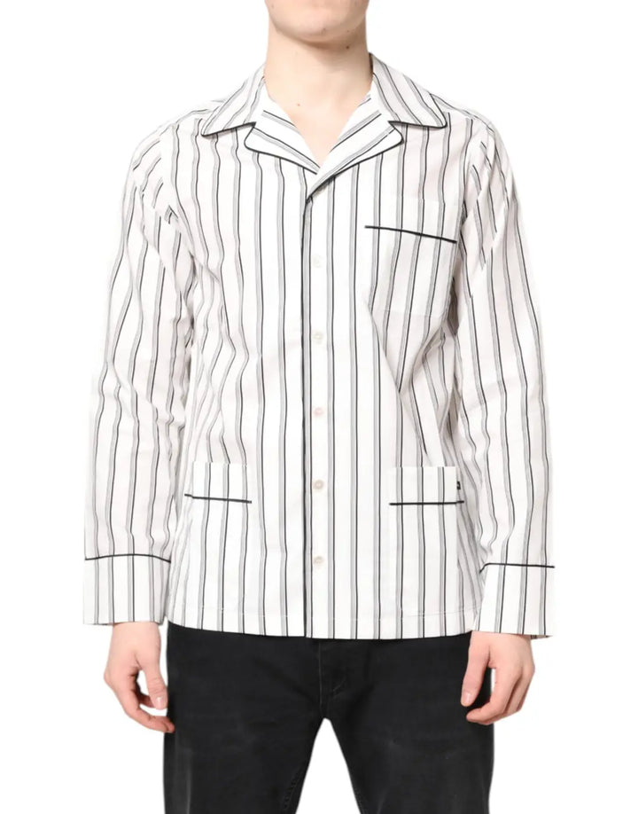 Dolce &amp; Gabbana White Stripes Lounge Pajama Sleepwear Shirt