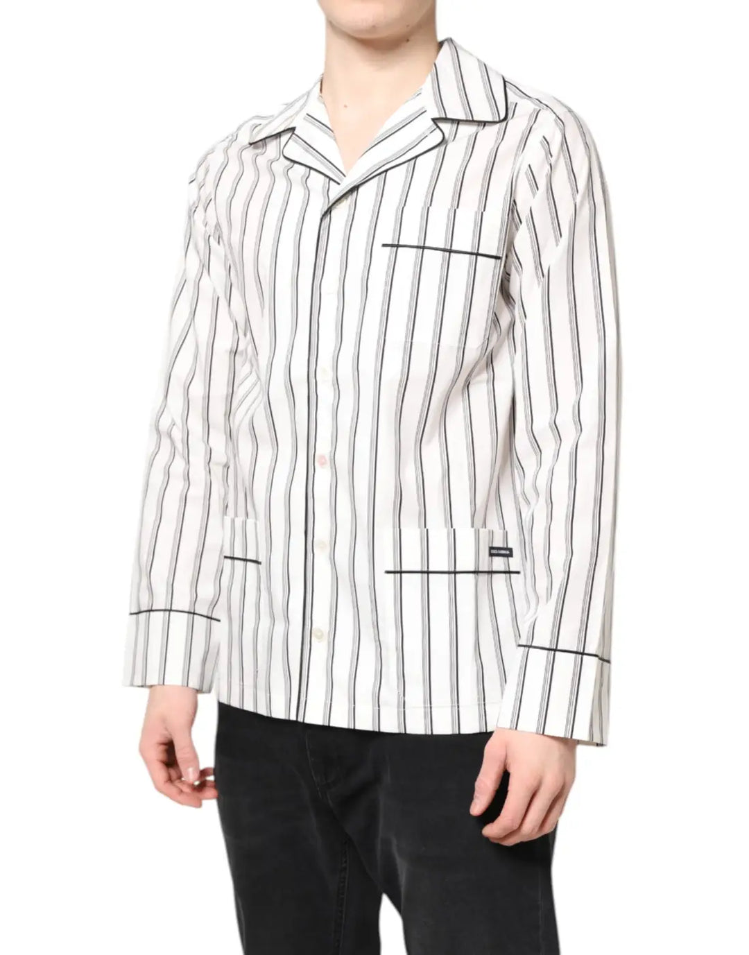 Dolce &amp; Gabbana White Stripes Lounge Pajama Sleepwear Shirt