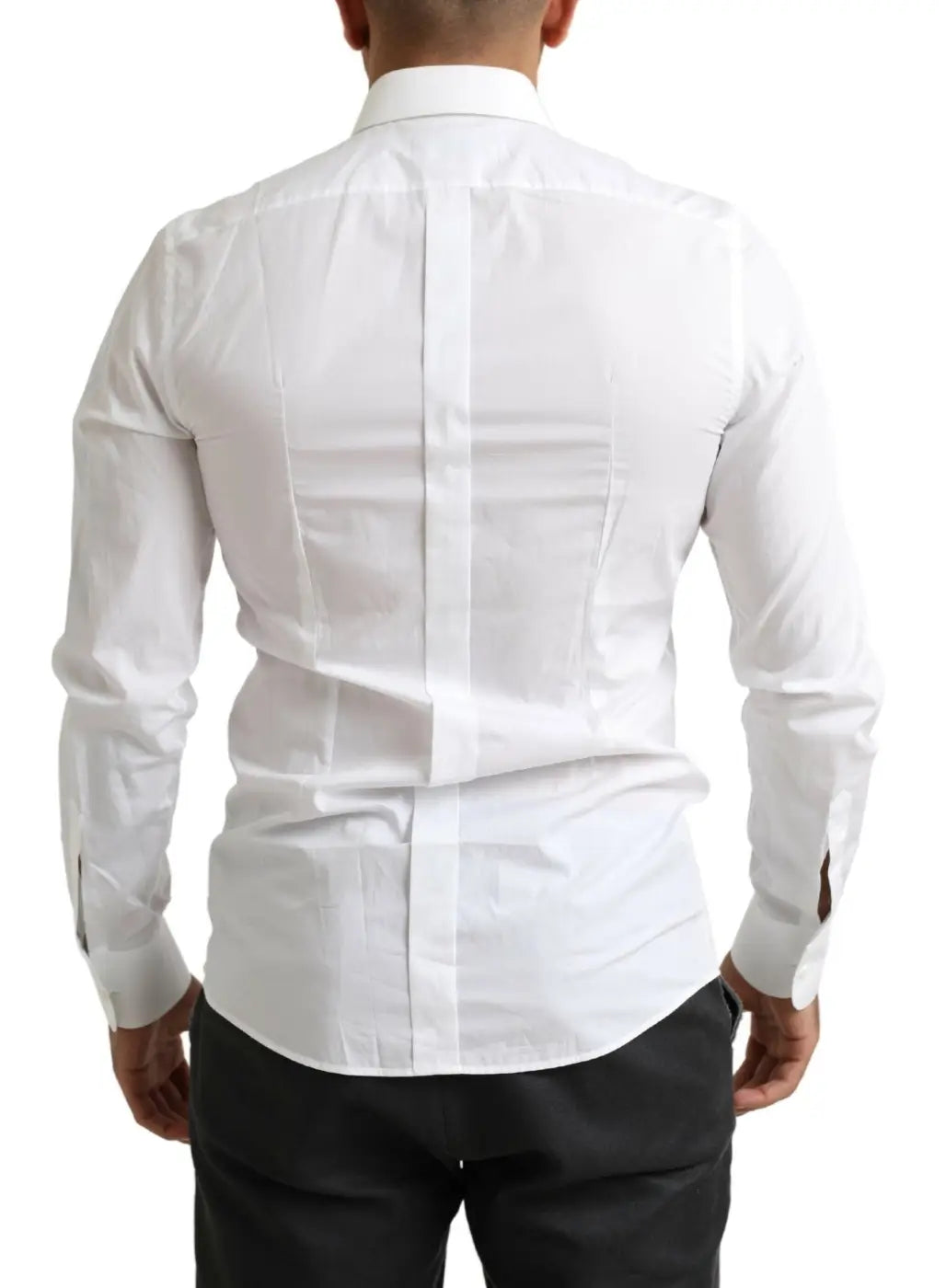 Dolce &amp; Gabbana White Tuxedo Slim Fit Baroque Shirt