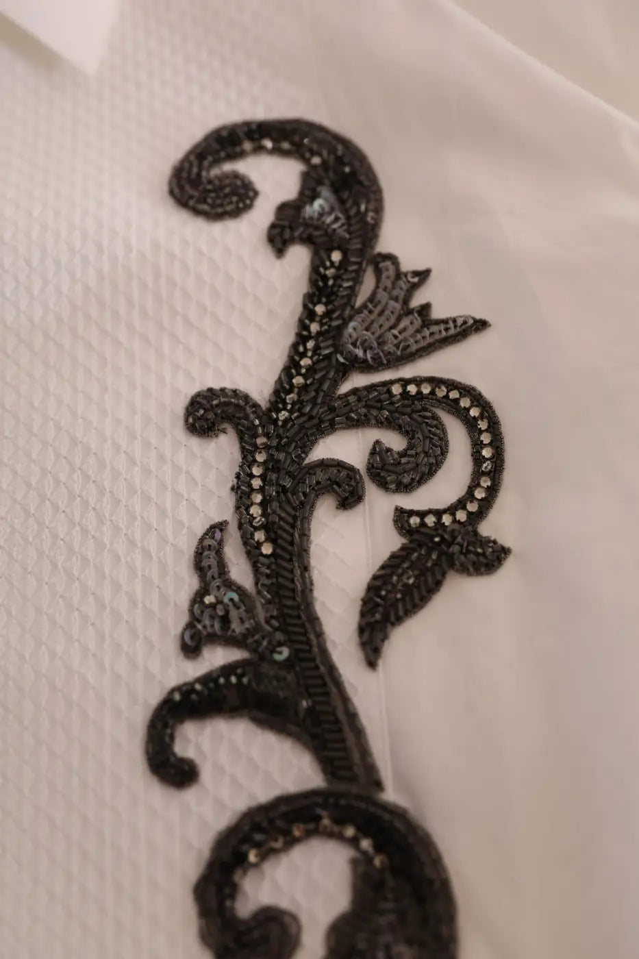 Dolce &amp; Gabbana White Tuxedo Slim Fit Baroque Shirt