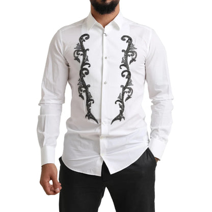 Dolce & Gabbana White Tuxedo Slim Fit Shirt for a Sleek Look