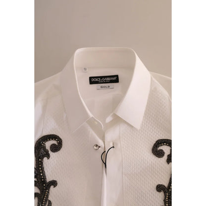 Dolce & Gabbana White Tuxedo Slim Fit Shirt for a Sleek Look