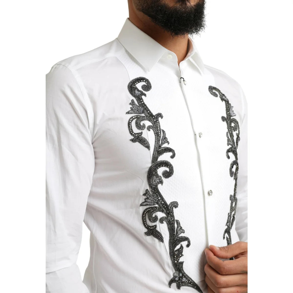 Dolce & Gabbana White Tuxedo Slim Fit Shirt for a Sleek Look
