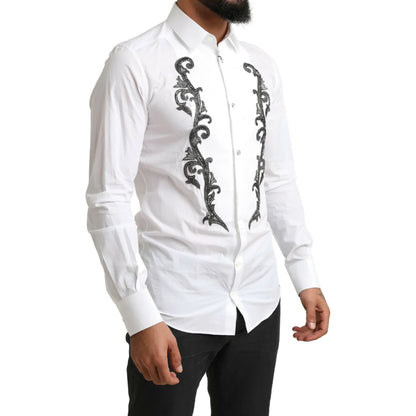 Dolce & Gabbana White Tuxedo Slim Fit Shirt for a Sleek Look