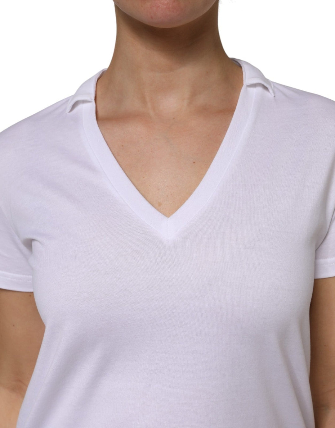 Dolce &amp; Gabbana - White V-Neck Cotton Short Sleeves T-shirt