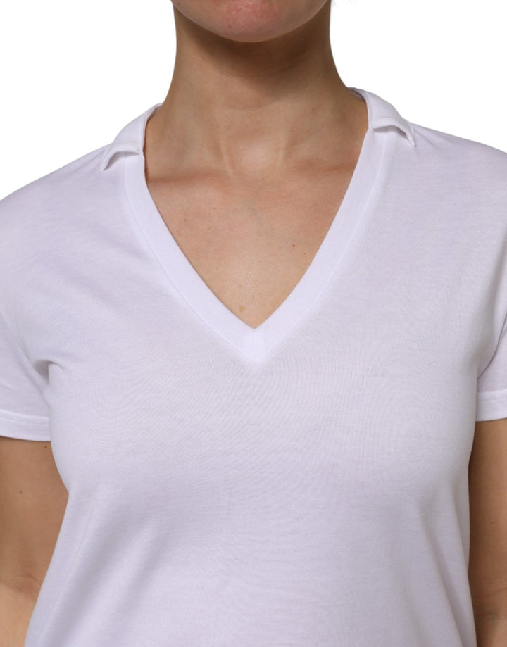 Dolce &amp; Gabbana - White V-Neck Cotton Short Sleeves T-shirt