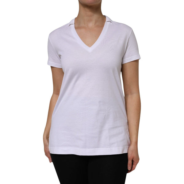 Dolce & Gabbana - White V-Neck Cotton Short Sleeves T-shirt