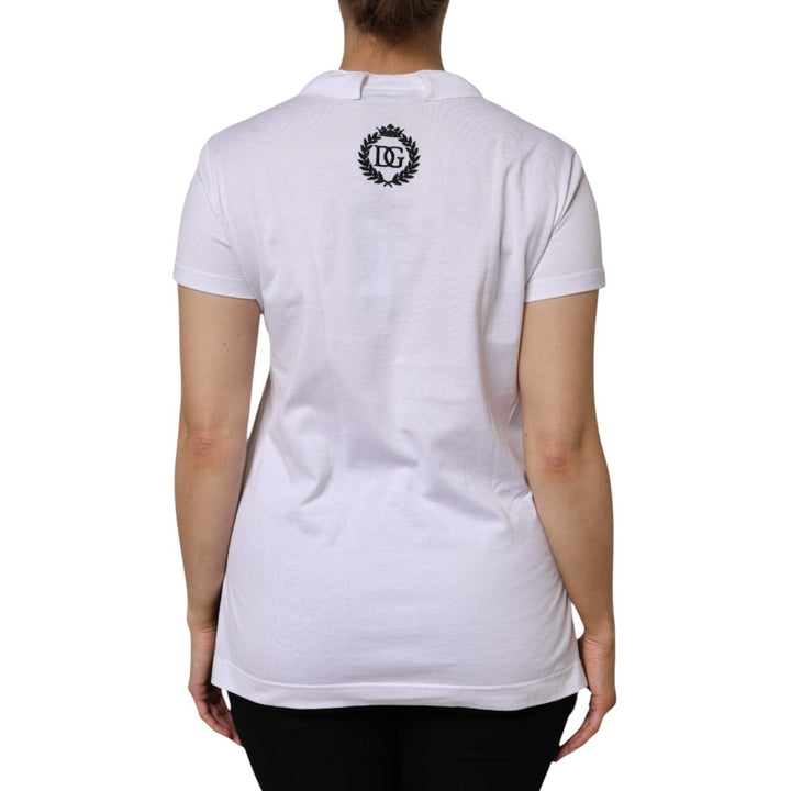 Dolce &amp; Gabbana - White V-Neck Cotton Short Sleeves T-shirt