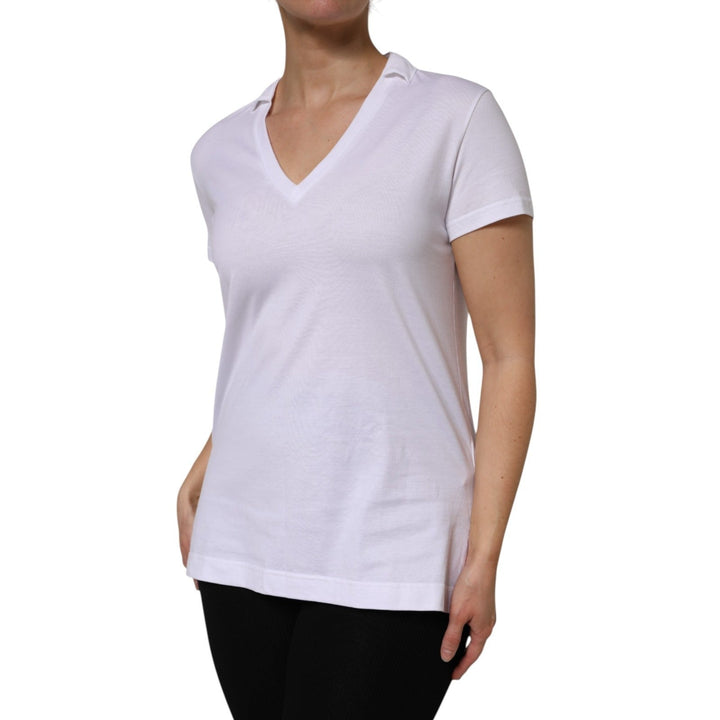 Dolce &amp; Gabbana - White V-Neck Cotton Short Sleeves T-shirt