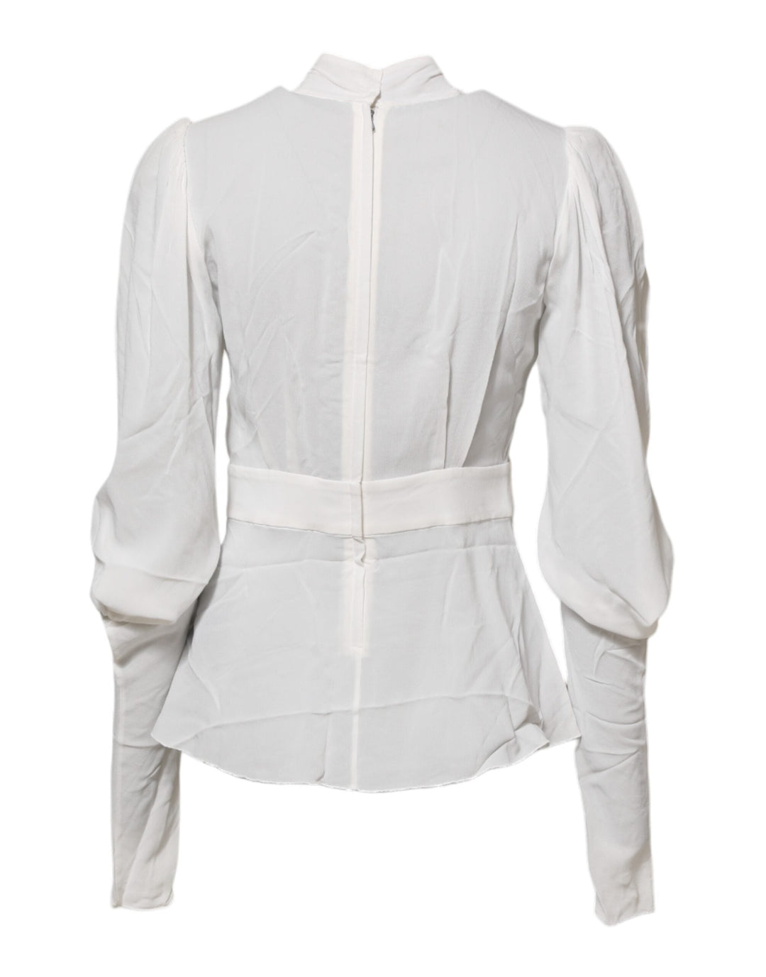 Dolce &amp; Gabbana Blouses - Women’s White Viscose Ascot Collar Long Sleeves Top