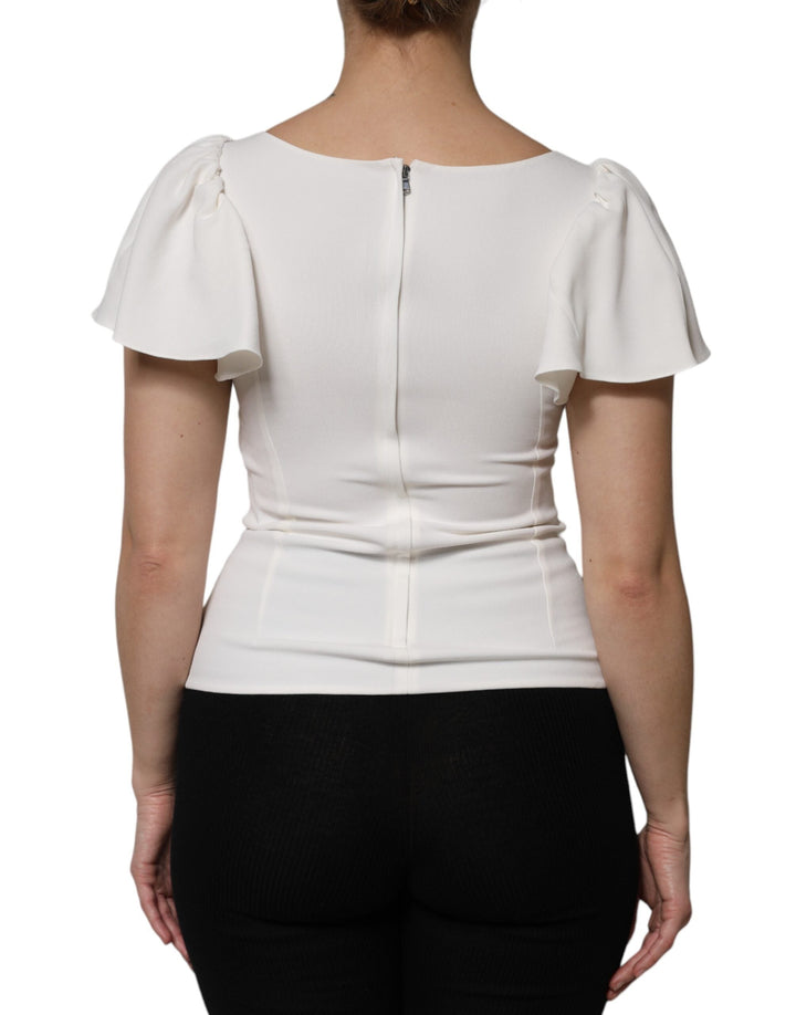 Dolce &amp; Gabbana Blouses - Women’s White Viscose Round Neck Short Sleeves Top