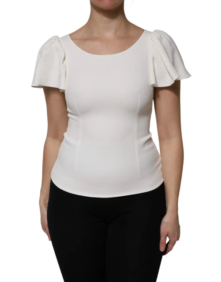 Dolce &amp; Gabbana White Viscose Round Neck Short Sleeves Top